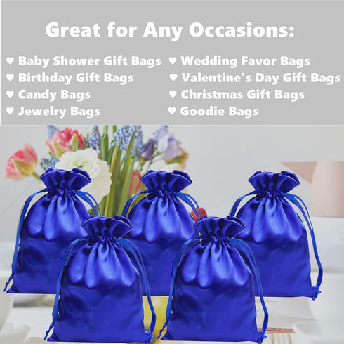 Gbateri 35pcs Satin Gift Bags, 6 x 9 inches Drawstring Party Favor Bags, Silk Jewelry Pouches for Christmas Gifts