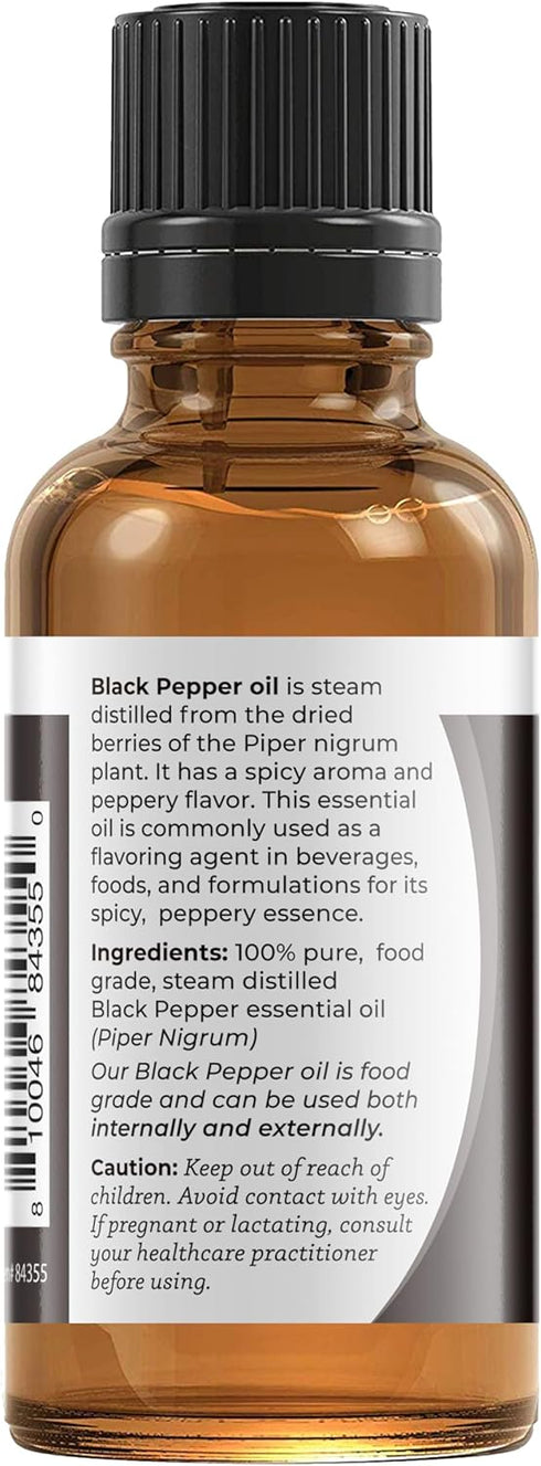 Viva Doria 100% Pure Black Pepper Essential Oil - Undiluted, Food Grade - 30 mL (1 Fluid Ounce)