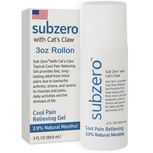 Sub Zero Cooling Pain Relief Gel, 3oz Roll-On for Muscle and Joint Relief