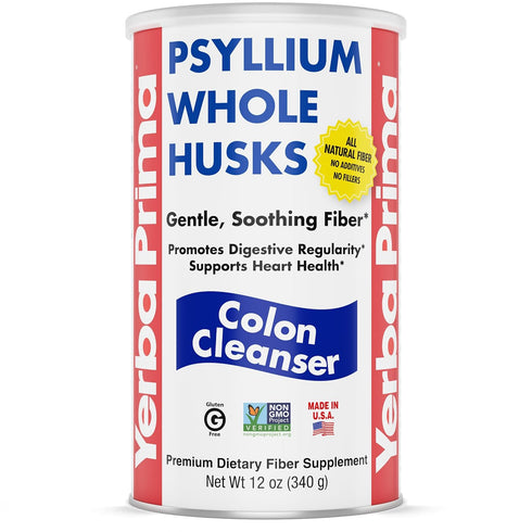 Yerba Prima Psyllium Husk, 12 Ounce - Whole Husk Fiber Supplement, Vegan, Gluten Free