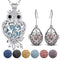 Essential Oil Diffuser Necklace & Earrings Set, Lava Rock Stone Aromatherapy Jewelry