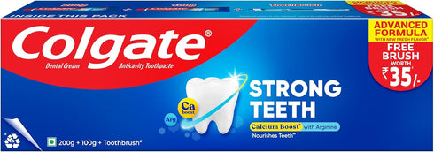 Colgate Strong Teeth Saver Pack Toothpaste (200+100) 300g with Toothbrush