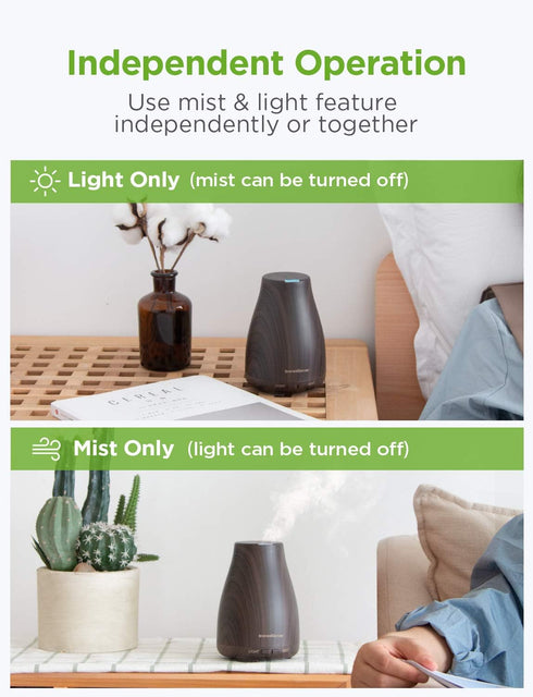 InnoGear Essential Oil Diffuser, Premium 5-in-1 Aromatherapy Diffuser, Air Desk Humidifier for Bedroom, Brown