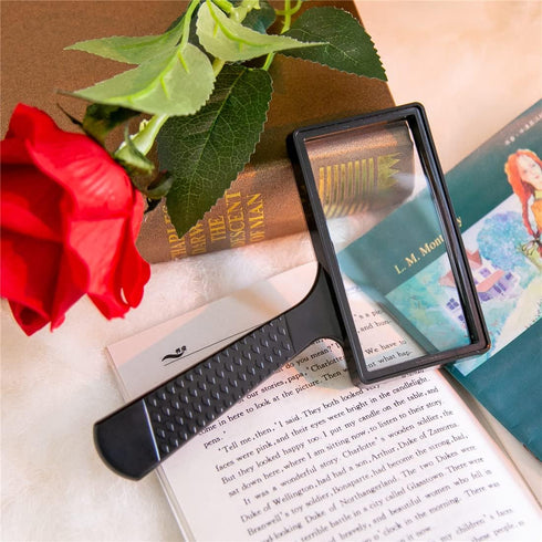 Large Handheld Magnifying Glass, 5X Magnification, 4x2 inches, Scratch Resistant Glass Lens for Seniors Reading,