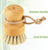 SUBEKYU Bamboo Dish Scrub Brushes Set of 2, Wooden Cleaning Scrubbers for Washing Cast Iron Pan/Pot, Natural Sisal