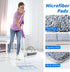 oshang OG7 Flat Mop and Collapsible Bucket, Mop and Bucket for Floor Cleaning, Foldable with Wheels, 2 Microfiber Pads