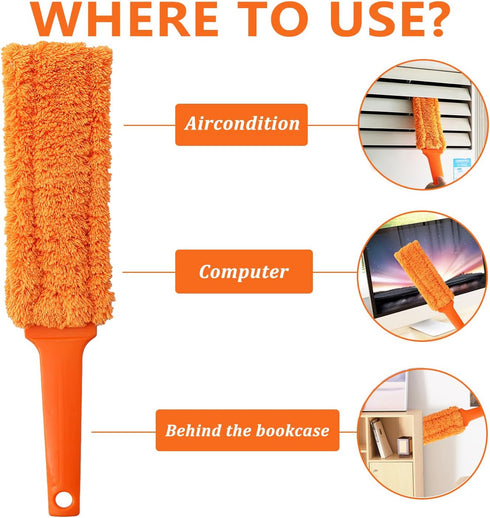 4 Pack 16-Inch Length Microfiber Dusters, Reusable and Washable, Soft Fibers for Home, Office, and Car Cleaning