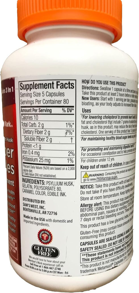 Member's Mark Fiber Capsules 2Pack (400 Count) Liquids, Toothpaste, etc. for at Least