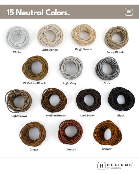 Heliums Thin Hair Elastics, Auburn, 2mm Ties for Thin Hair, 1.75 Inch, 40 Count, Medium Hold No Damage Ponytail Holders