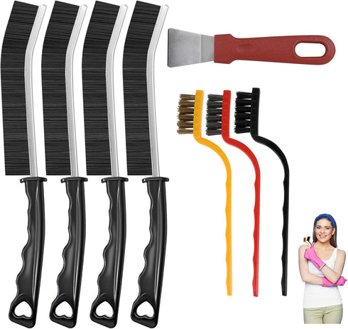 WDRIGE 8Pcs Crevice Cleaning Brushes for Household Use, Grout Cleaner Brush, Hard Bristle