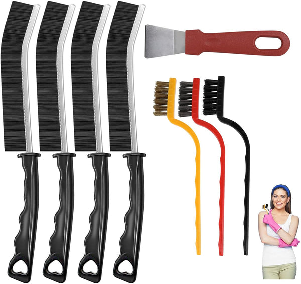 WDRIGE 8Pcs Crevice Cleaning Brushes for Household Use, Grout Cleaner Brush, Hard Bristle