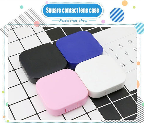 AHIER Portable Contact Lens Case Travel Kit, Mirror + Bottle + Tweezers Holder, Black