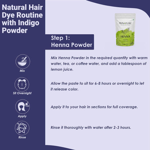 Mi Nature Indigo Leaf Powder, 227g (8oz), Pure Herbal Tint for Dark Hair Color