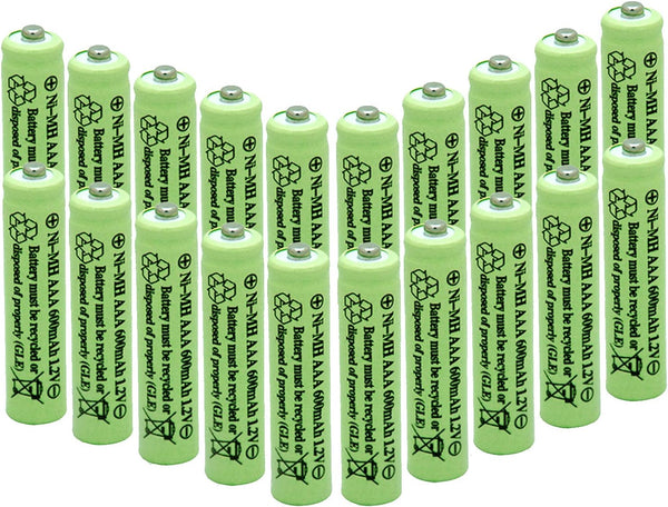 Solar Light Batteries AAA NiMH 600mAh 1.2V Rechargeable for Garden Solar Lights and Remotes (20 Pcs)