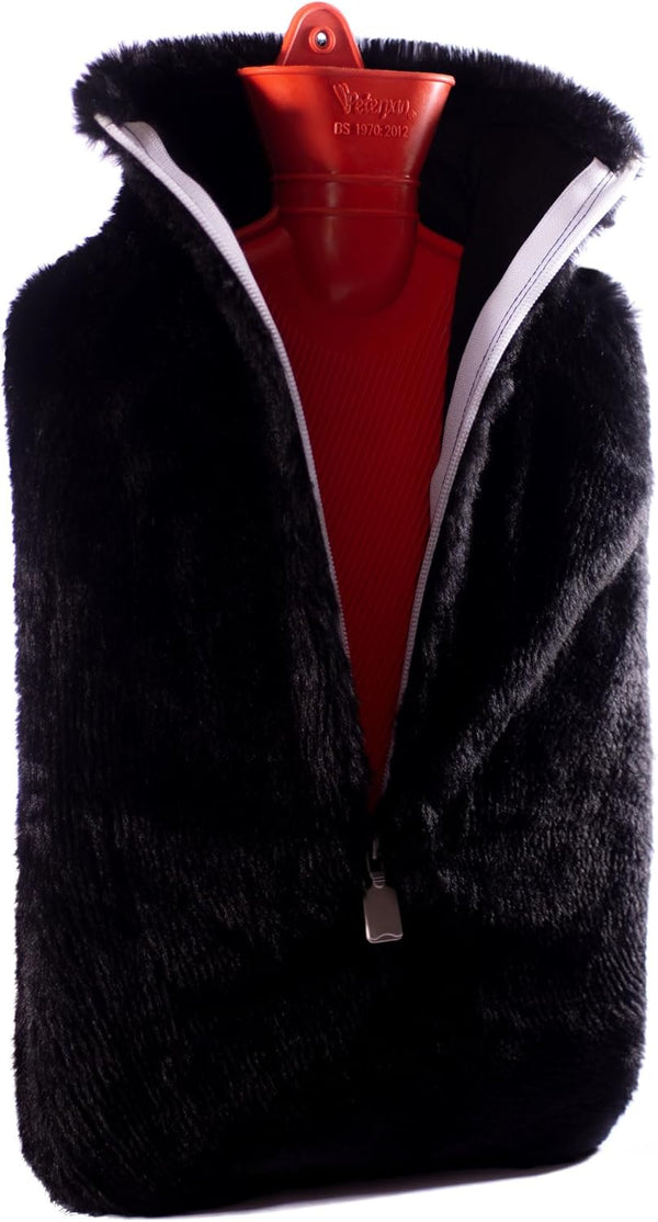 Peterpan Rubber Hot Water Bottle with Cover, XXX-Large, BPA & PVC Free, 100 Fl Oz Capacity for Pain Relief, White