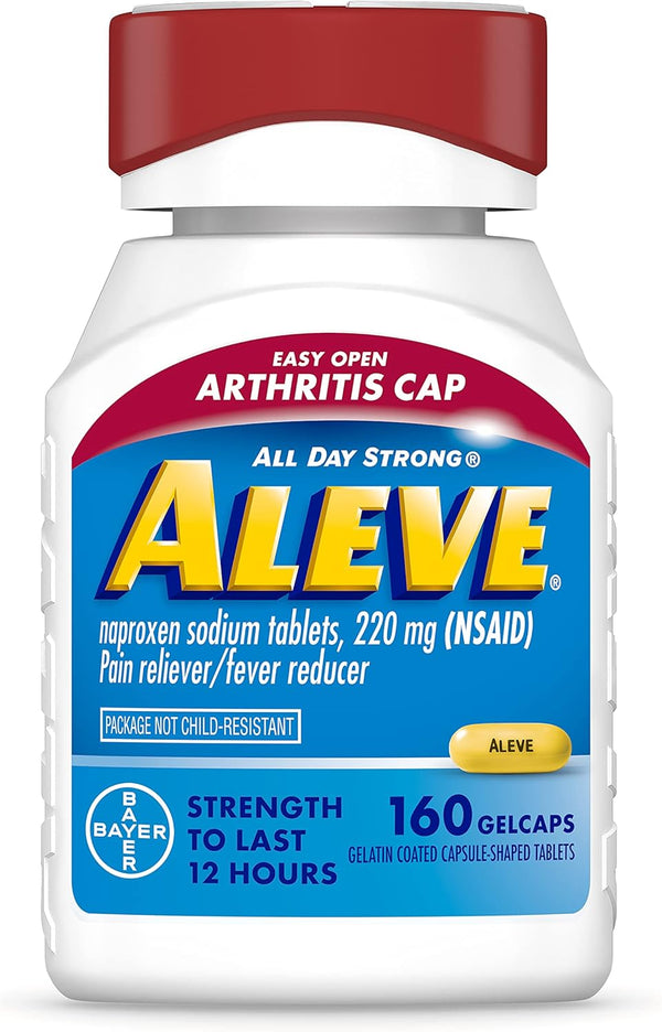 Aleve Gelcaps with Easy Open Arthritis Cap - Naproxen Sodium for Arthritis Pain Relief, 160 Count