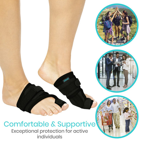 Vive Bunion Brace (Pair) - Big Toe Corrector Straightener with Splint - Hallux Valgus Pad, Joint Pain Relief, Alignment