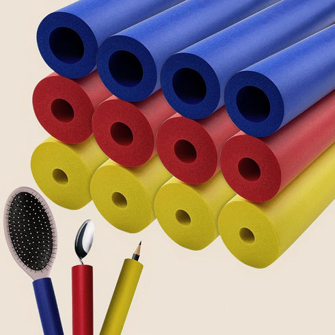 12 Pack Foam Grip Tubing for Utensils, Comfort Grip for Elderly, Disabled, Arthritis, Multicolor