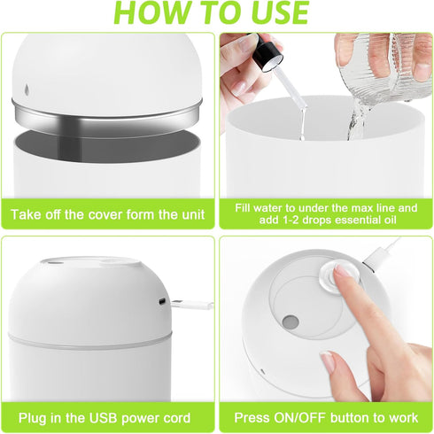 YDHZ 220ml 7 Small Essential Oil Diffuser, Aromatherapy Diffusers for Home Fragrance Aroma Diffuser with LED Color