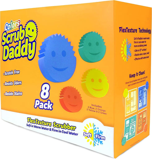 Scrub Daddy Sponges Set - Variety Colors - Scratch-Free Multipurpose Dish Sponge - BPA Free & Made with Polymer Foam - Stain & Odor Resistant Kitchen Sponge (8 Count) by Scrub Daddy