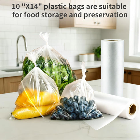 MBLABEL 10" 14" 2 (800 X Clear Plastic Produce Bags, Rolls Food Storage Bags, Plastic Produce Bags Roll for Bread