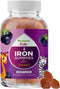 Kids Multivitamin with Iron Gummies, Chewable Iron Gummy Vitamins for Focus Aid and Natural Energy Support