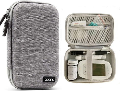 Hard Shell Diabetic Supplies Bag - Organizer for Diabetes Testing Kit, Blood Glucose Monitor, Small Carrying Case