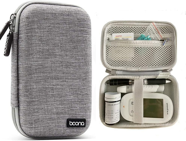 Hard Shell Diabetic Supplies Bag - Organizer for Diabetes Testing Kit, Blood Glucose Monitor, Small Carrying Case