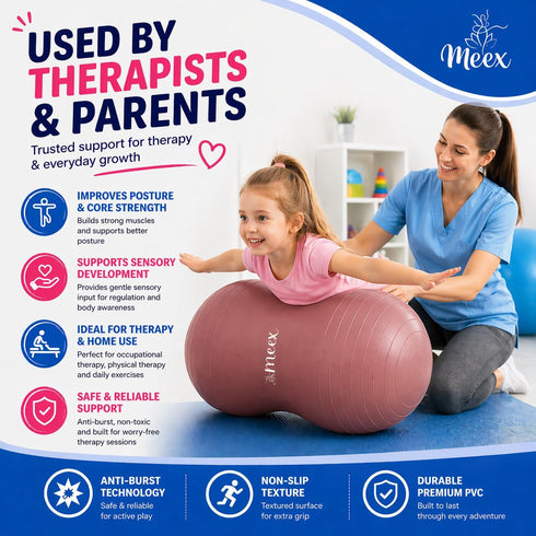 Meex Sensory Peanut Ball for Kids Therapy and Exercise - Enhance Balance, Motor Skills and Physical Therapy Calming