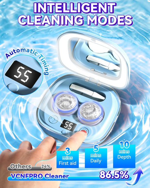VCNFPRO 2025 Cleaner50KHz MotorTop1 99% Upgraded Ultrasonic Contact Lens Germany Super Intelligent Chip-Smart