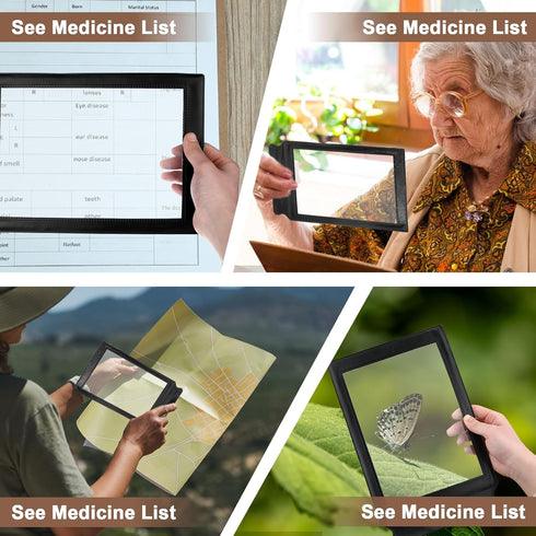 XLIUAX 5X Full Page Magnifier for Reading, Handheld Full Book Page Magnifier Glass Bendable Book Magnifying Glass