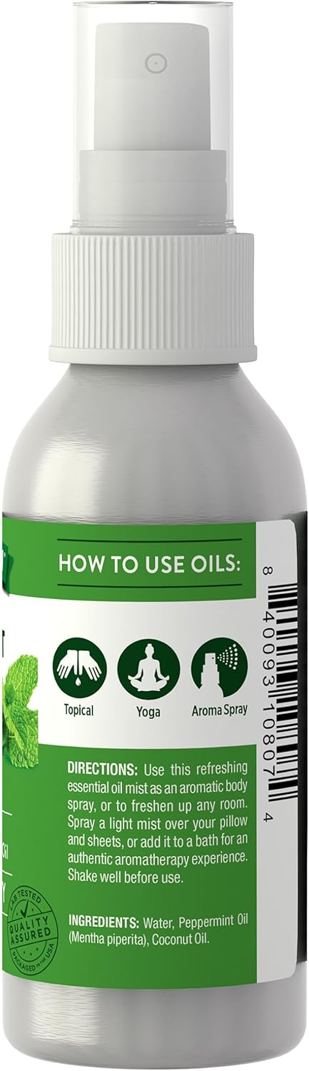 Nature's Truth Peppermint Essential Oil Spray, 2.4 Fluid Ounces, Plant Based & Non-GMO
