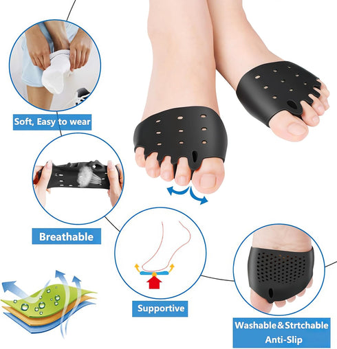 Metatarsal Pads, Gel Toe Separators, Bunion Corrector Cushion, Soft & Breathable for Rapid Pain Relief