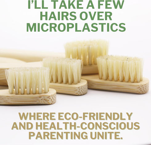 Gaia Guy Natural Bristle Bamboo Toothbrush for Kids, Compostable & Biodegradable, 6-Pack