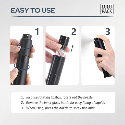 1oz Perfume Atomizer, 30ML Empty Cologne Spray Bottle, Travel Perfume Sprayer Dispenser, Black