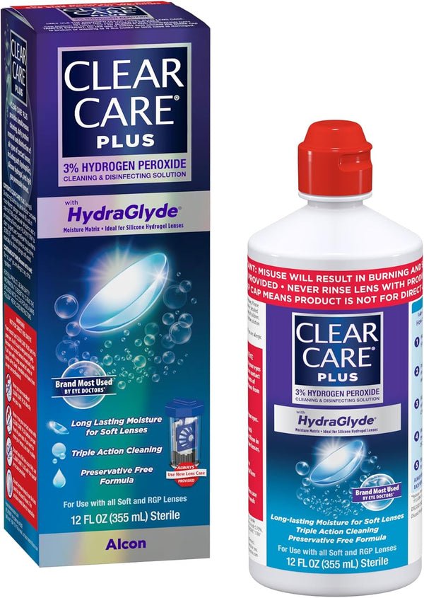 Clear Care Plus Cleaning and Disinfecting Solution, 12 Fl Oz, with Lens Case, Clear