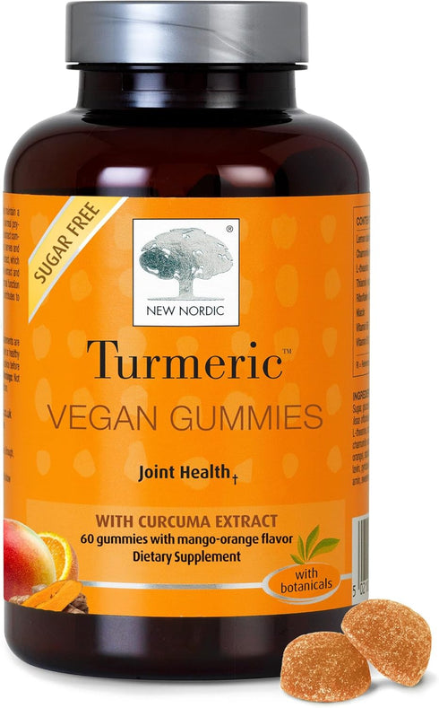 NEW NORDIC Turmeric Curcumin Gummies | Sugar Free | 300 mg Turmeric Supplement for Men and Women | 60 Count Supports