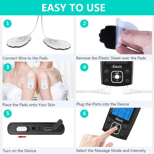Dual Channel TENS Unit, 24 Modes Muscle Stimulator Machine with 10 Pads for Pain Relief and Electric Pulse Massage