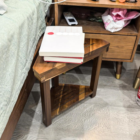 ANABIUP Shower Foot Rest Stool - Wood Waterproof Corner Shaving Stool with Storage Shelf for Small Bathroom Spaces