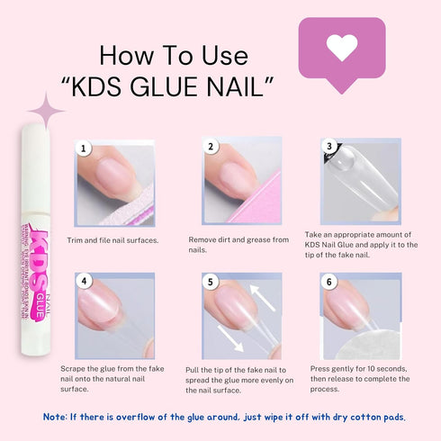 KDS Nail Glue, 10pcs for Professional Fake Nail Art & Design, Nail Tip Extension
