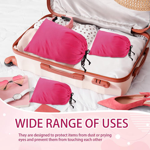 Hillban 20 Pcs Adult Game Toy Storage Bags, Microfiber Drawstring Bags for Game Toy Organizer, 3 Sizes (Pink)