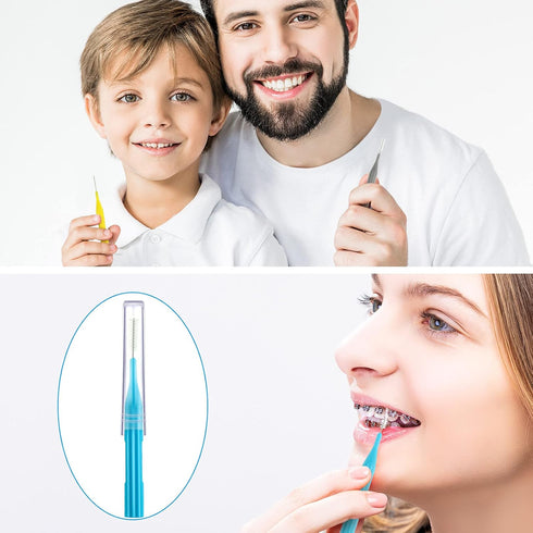 50 Pieces Braces Brush - Interdental Brush Toothpick Dental Flossing Head for Oral Hygiene Cleaning Tool