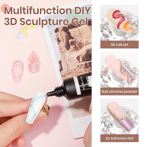 MIZHSE 3D Nail Gel, Clear Nail Sculpting Gel 15g for 5D Embossed Nail Art Decoration and Manicure Charms