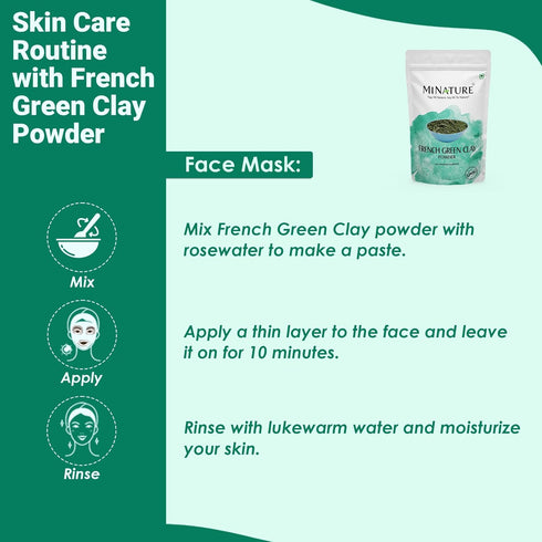 Minature French Green Clay Powder - Montmorillonite for Skincare Face Masks, Pure & Natural Detoxifier (227G)