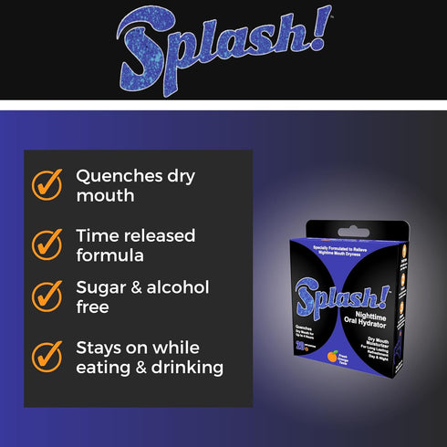 Splash - Oral Hydrator, Orange Refreshment for Dry Mouth Symptoms, Moisturizes for up to 4 Hours (20 Count)