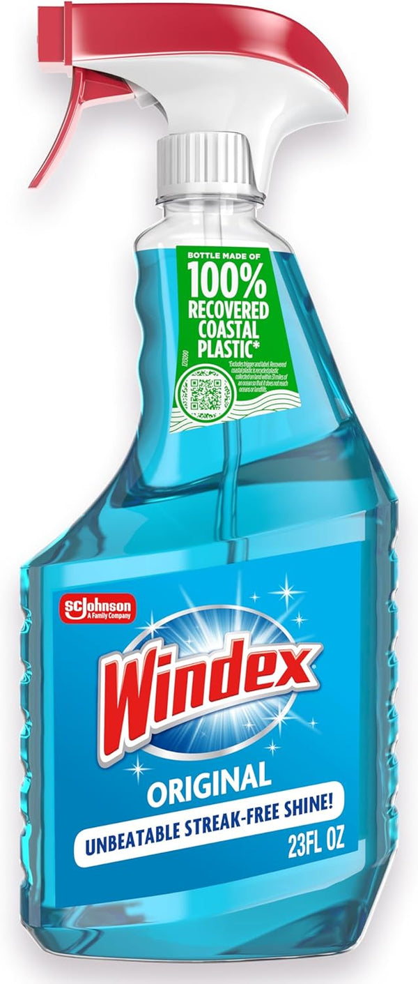Windex Glass and Window Cleaner Spray Bottle, Packaging Designed to Prevent Leakage