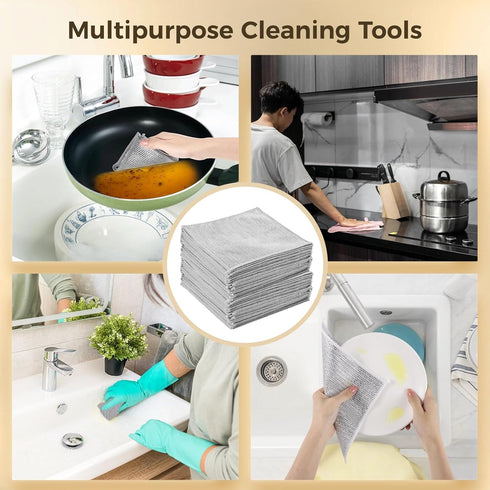 30 Pcs Non-Scratch Wire Dishcloths, 7.8 x 7.8 inch Multipurpose Bilayer Nylon Cleaning Pads for Wet and Dry Use
