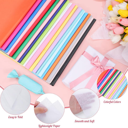 160 Sheets Colored Tissue Paper Bulk, 14 X 20 Inches for Gift Bags, DIY Crafts, Weddings, and Birthdays