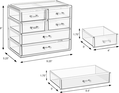 Sorbus Clear Makeup Organizer Display - Stylish Storage Case for Cosmetics, Jewelry & Hair Accessories