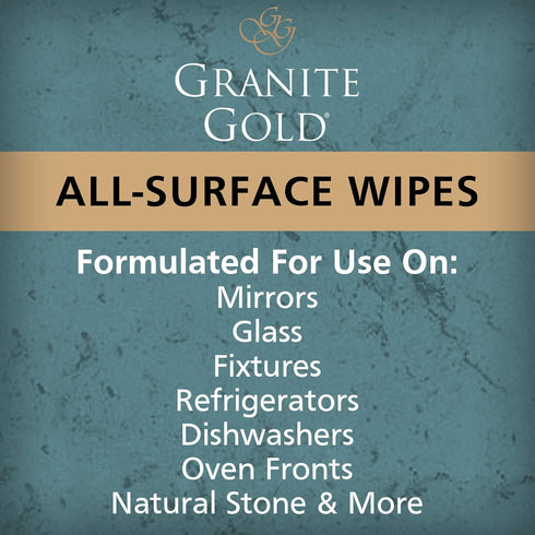 Granite Gold Surface Cleaner Wipes for Stainless Steel, Glass, Granite, Quartz, Marble Countertops, 40 Count